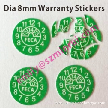 Custom Green Round Warranty Stickers In Rolls,warranty Void If Removed Labels,self Sticking Tamper Evident Seal Label 